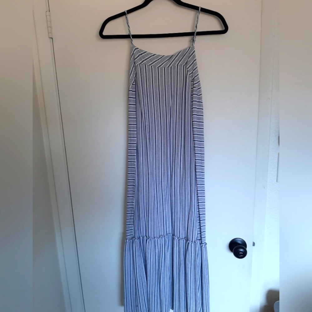 Splendid Blue & White Sleeveless Floaty Dress - X Small